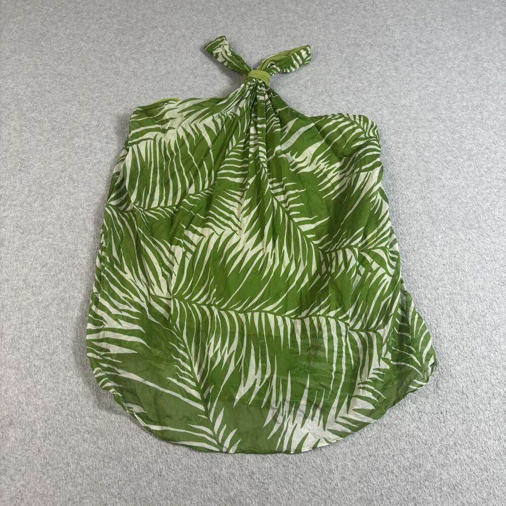 Milly Silk Tank Top Women 2 Green Halter Palm Leaf Beach Tropical Boho Coastal